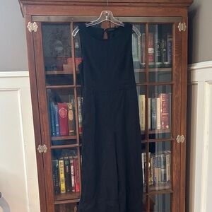 Tahari Black Linen Wide Legged Jumpsuit Size 8